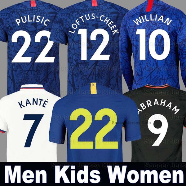 

2019 2020 kante pulisic hudson odoi jorginho lampard giroud fourth soccer jersey cup kit 19 20 willian men kids long sleeve football shirts, Black;yellow