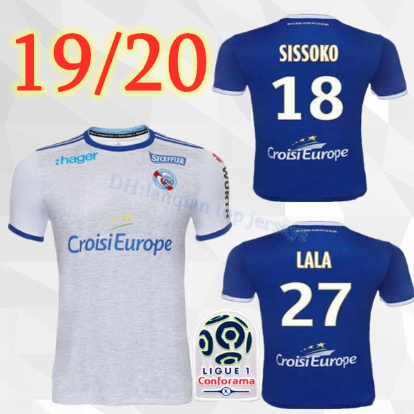 

19 20 occer jer ey rc tra bourg maillot de foot al ace occer jer ey 2019 2020 home 24 djiku 26 thoma on lala mothiba i oko football, Black;yellow