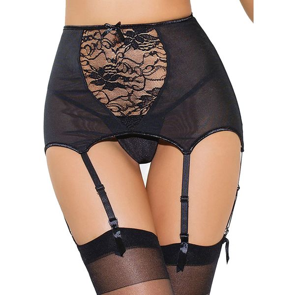 

womens black lace perspective thigh-highs garter belt suspender lingerie panty for stockings women girls clubwear lingerie, Black;white