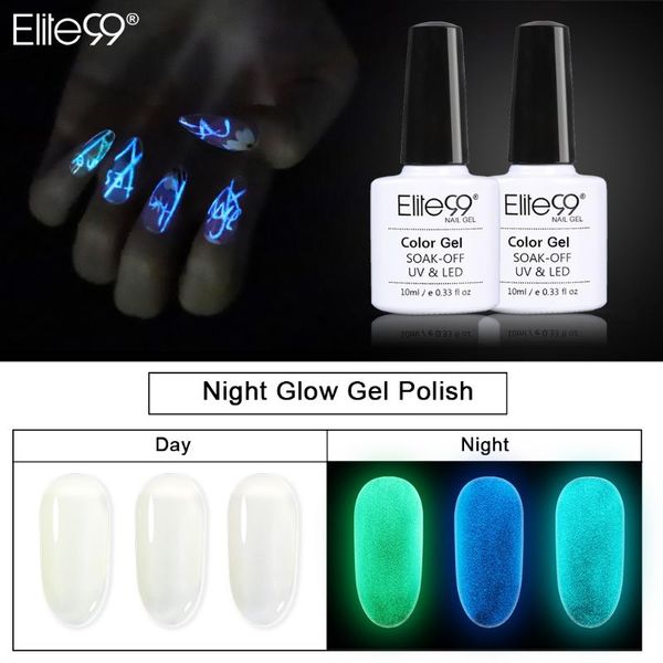 

elite99 10ml glow in dark gel varnish hybrid nail polish soak off luminous uv gel nail polish semi permanent enamel art, Red;pink