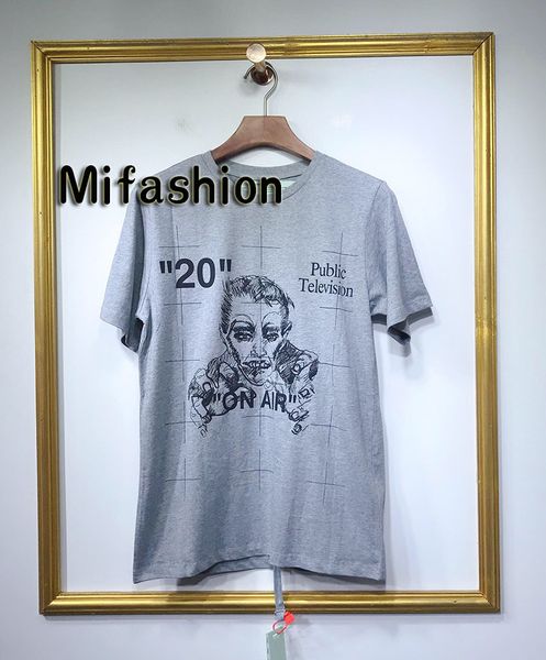 

19-20FW Fashion High Quality USA Vampire Embroidery Public Television Oversized Men Women Street Cotton Tee Casual Short Sleeve T-Shirt