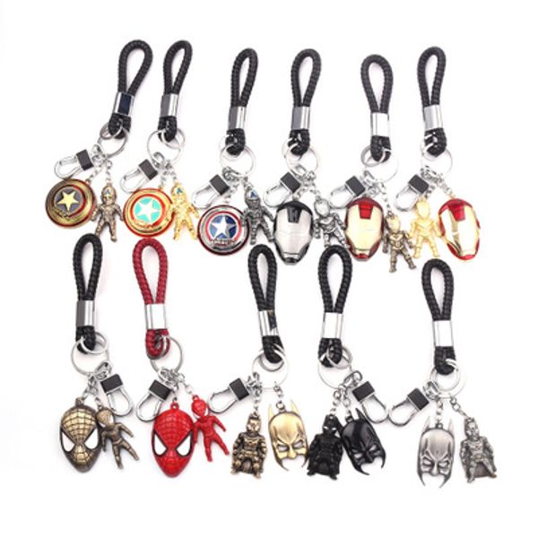 

marvel avenger keychain leather rope keyring ironman shield mask alloy keychains chaveiro, Silver