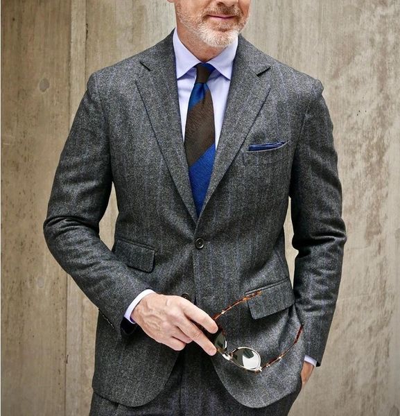 

winter pinstripe groom wear slim fit two button peaked lapel mens business formal prom tuxedos man blazer suit 2 piece (jacket+pants), Black;gray