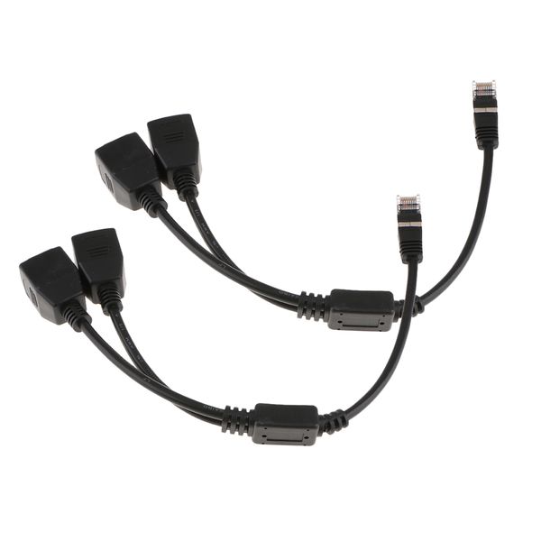 

2x rj45 network splitter adapter cable lan ethernet 1 male to 2 female cord