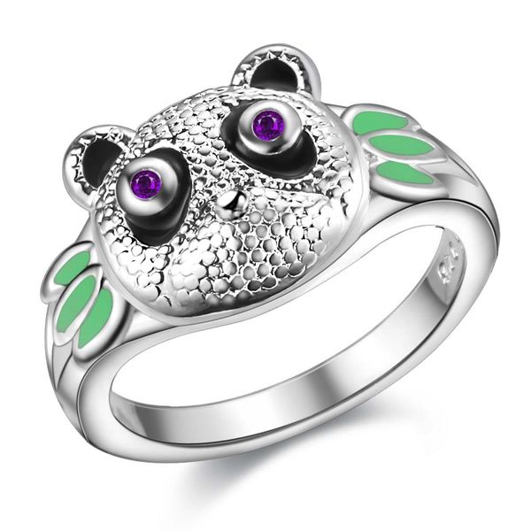 

silvery panda of the head ring silver color panda finger party jewelry charms ladies cute rings animal 7# ar1020, Slivery;golden