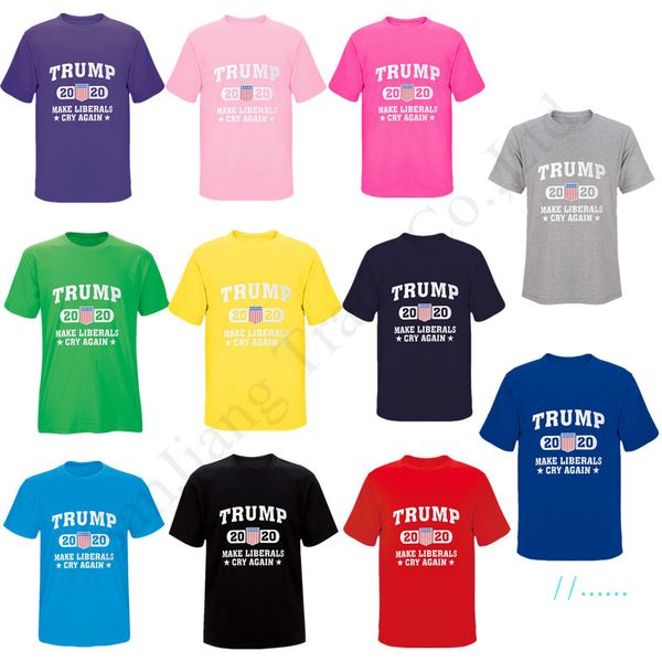 

president donald trump t-shirt 2020 couples tees summer o-neck short sleeve tshirts make liberals cry again letter t shirt d1601, White