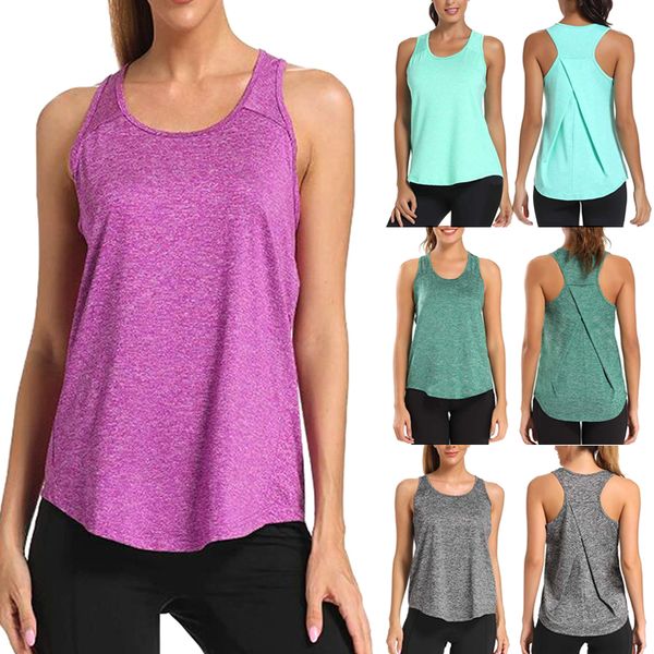 

running jerseys women fashion round neck sleeveless solid quick dry tank vests casual sports yoga fitness vest mvi-ing, Black;blue