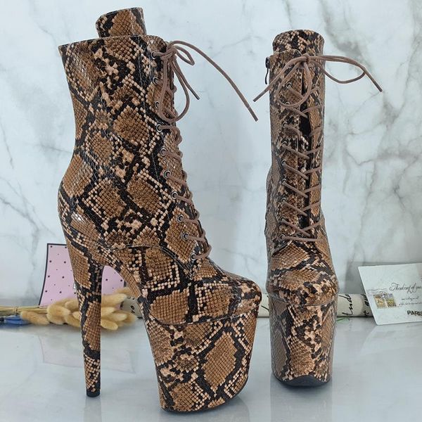 

leecabe brown snake pu upper 20cm/8inches pole dance shoes high heels pole dance boot