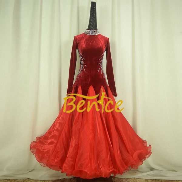 

modern dance ballroom dancing dress women standard ballroom dance dress for waltz/tango/foxtrot performance competition, Black;red