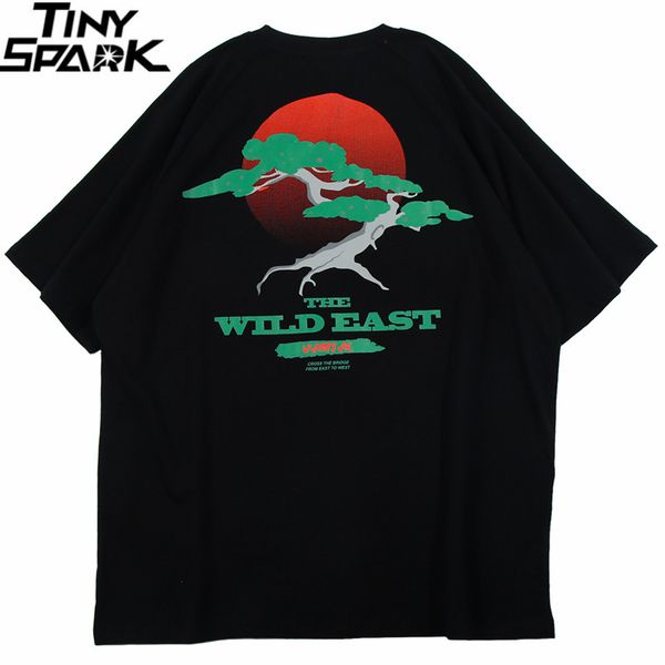

2019 men hip hop t shirt oversized harajuku streetwear sunset tree t-shirt summer fashion tshirt short sleeve tees cotton, White;black