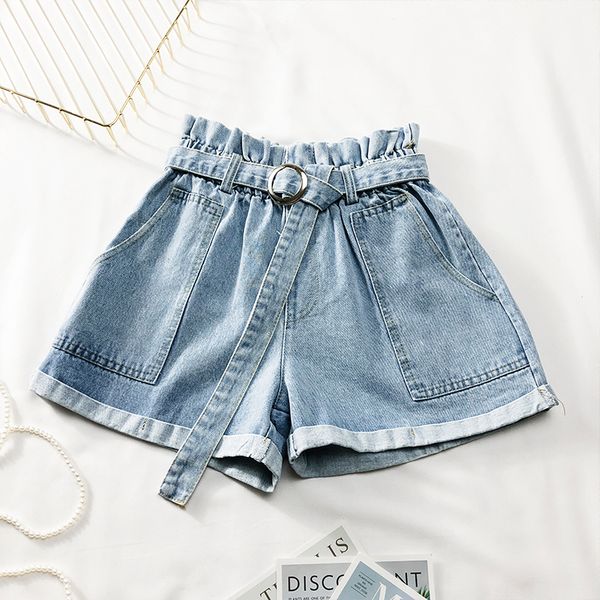 

2019 new summer denim shorts women high waist jeans, Blue