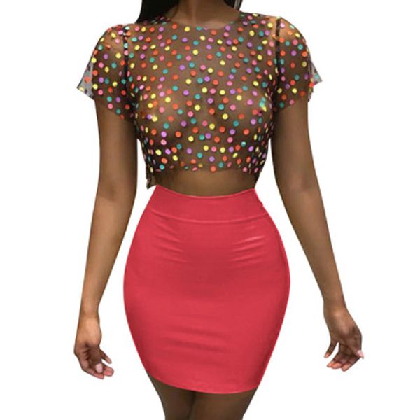 

Colorful polka dot uit dre uper tran parent wear women ummer bu t kirt 3xl dhl