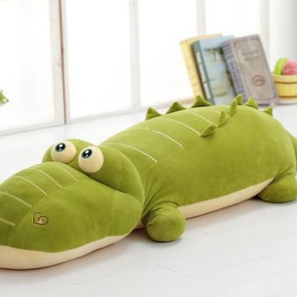 

big plush green sleeping pad thickening neck travel pillow crocodile doll children floor coussin cushion decorative pillow