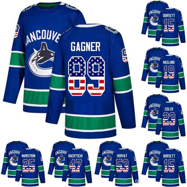 

vancouver canucks leafs usa flag jersey 89 sam gagner 44 erik gudbranson 53 bo horvat 31 anders nilsson 55 alex biega hockey jerseys, Black;red