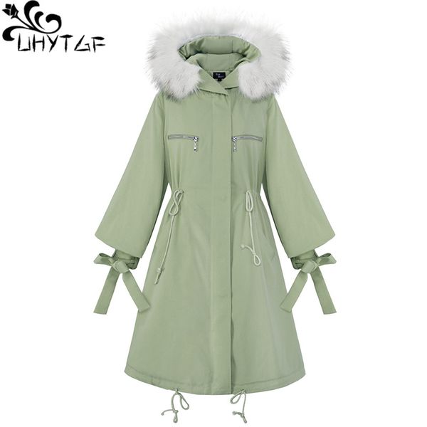 

women's down & parkas uhytgf plus size korean lace up cotton coats winter coat female hooded warm jacket women long parka x743, Black