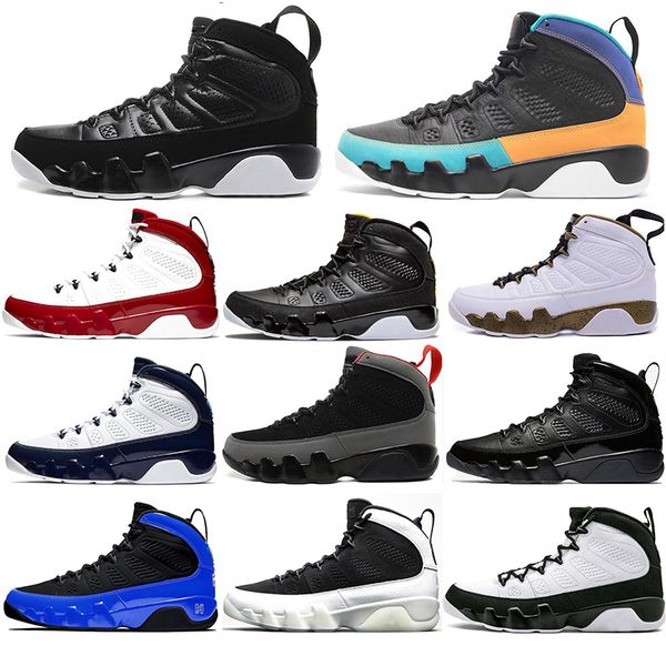 

with socks air jordan retro new luxury 9 men basketball shoes 9s tour blue black anthracite sports trainers sneaker size 40-47, White;red