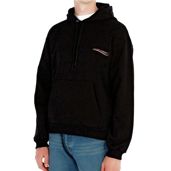 

19fw paris hoodie classic logo wave print sweatshirt casual hooded pullover fashion spring autumn winter street hip hop new arrival, Black