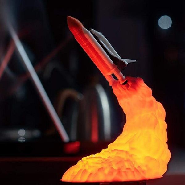 

dropshipping 3d print space shuttle lamp rocket moon lights for space lover indoor home desk table moon night lamp decoration