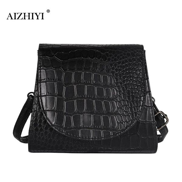 

alligator pattern pu leather crossbody small flap bag wide shoulder bags vintage crocodile fashion simple messenger bag bolsas