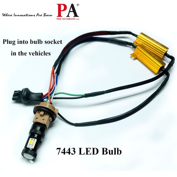 

pa led 2pcs x t20 7443 led load resistor adapter fix canbus error code warning canceller 50w 6ohm