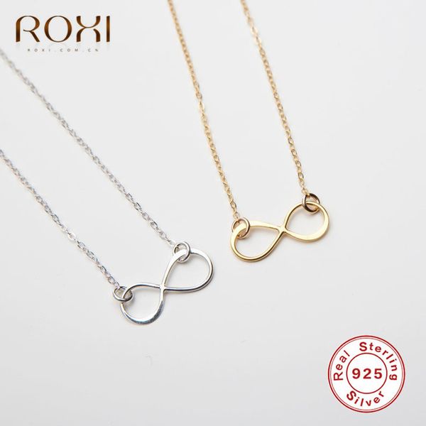 

roxi tiny infinity pendant necklaces for women choker lucky number eight 925 sterling silver clavicle chain necklace jewelry