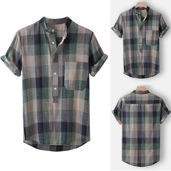 

2019 feitong new mens short sleeve beach hawaiian shirts summer plaid floral shirts plus size mens clothing fashion men, White;black