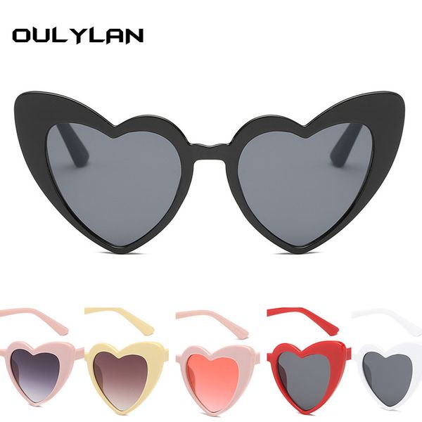 

oulylan heart shaped sunglasses women cat eye sun glasses ladies vintage pink black eyewear uv400, White;black