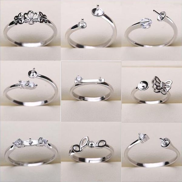 

pearl ring settings 925 sliver rings for women 20 styles mix diy rings adjustable size jewelry settings christmas gift statement j6609231, Slivery;crystal
