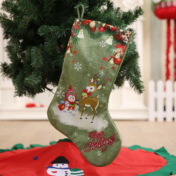 

christmas candy gift hanging green socks holder xmas festive party decor