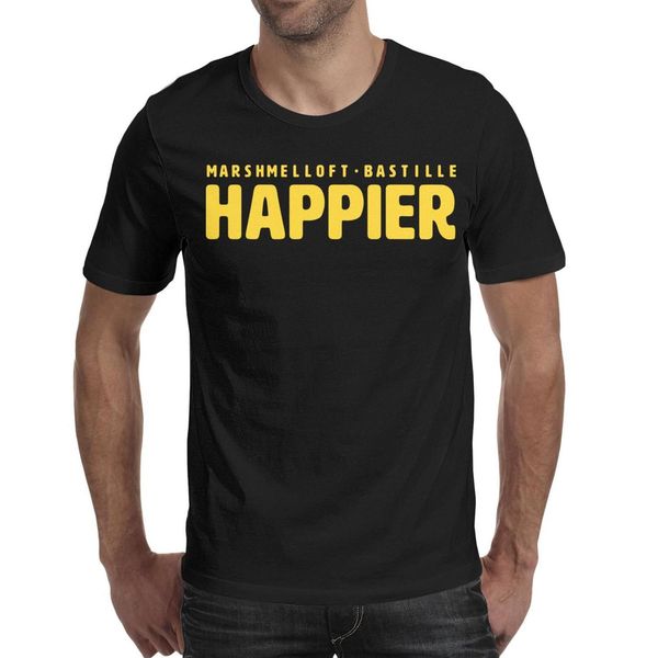

happier marshmello и bastille черная мужская футболка дизайн смешные сумасшедшие рубашки группа повседневная футболка, White;black
