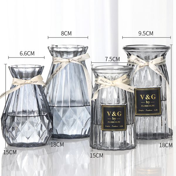 

four glass vase decoration northern european-style living room water for lucky bamboo transparent decorative size gan hua cha vase