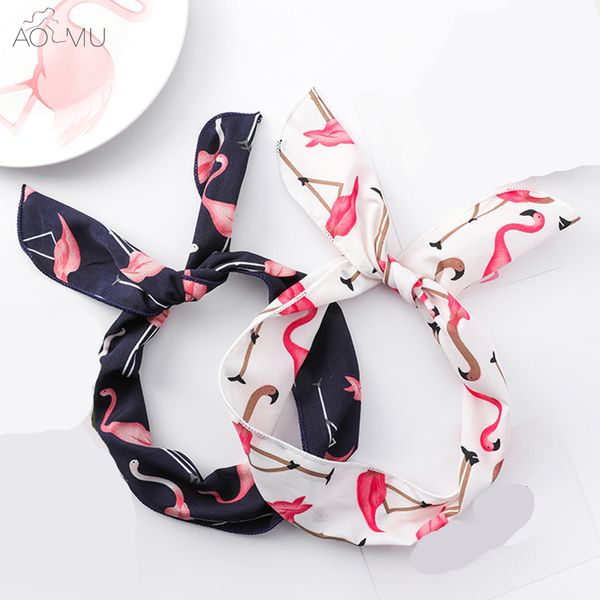 

aomu cartoon bird pattern bowknot chiffon summer beach headband hairband turban bandana headwear hair accessories for women girl, Golden;white