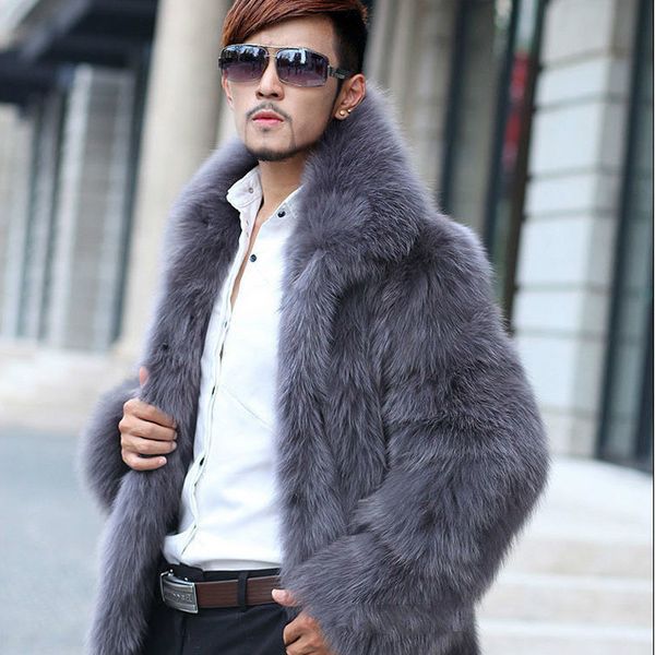 

faux coat clothes 2020 winter men coats fashion streetwear furry mens fur jacket manteau homme kj974, Black
