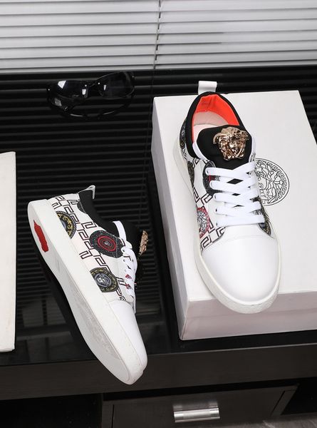 

new style high-end luxury men's casual sports basketball shoes fashion design brand platform classic retro medusa pattern size: 38-44 k, Black