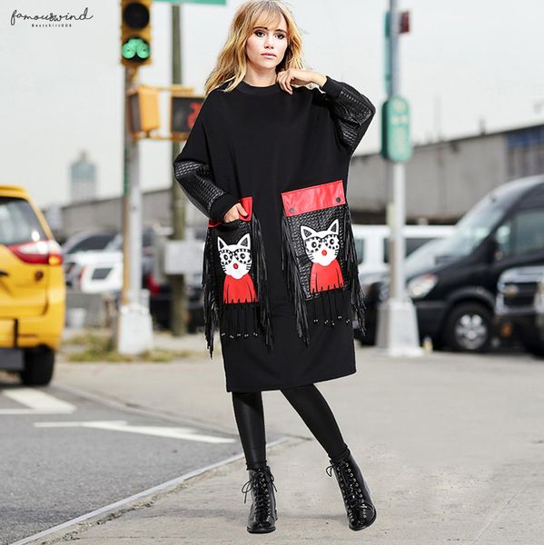 

2019 women black dress midi plus size large pu pocket tassel girls stylish night party club wear cute dress 3084, Black;gray