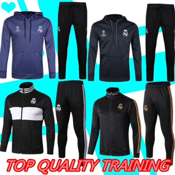 

19 20 реал мадрид тренировочный костюм футбольные майки опасность серхио рамос кроос мужской спортивный костюм комплект футбол рубашки бензе, Black