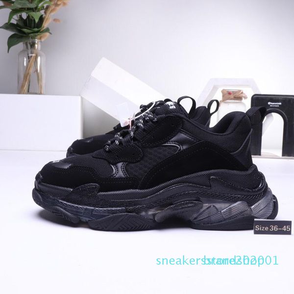 

2019 paris triple-s 17fw crystal bottom green luxury shoes platform triple s sneakers for mens women vintage kanye old grandpa trainer s01, Black