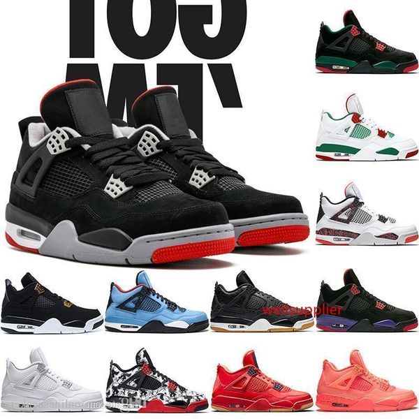 

men 4s basketball shoes 4 bred nrg black white laser gum pale citron punch pure money mens trainer sports sneaker size 41-47