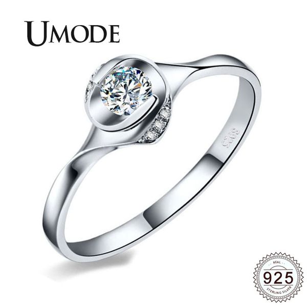 

umode real 925 sterling silver rings for women cz crystal finger rings wedding party fashion jewelry femme gifts ulr0705