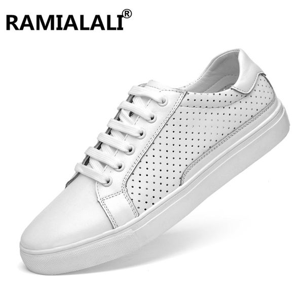 

ramialali genuine leather men shoes handmade lace up autumn shoes sneakers men flats zapatillas hombre, Black