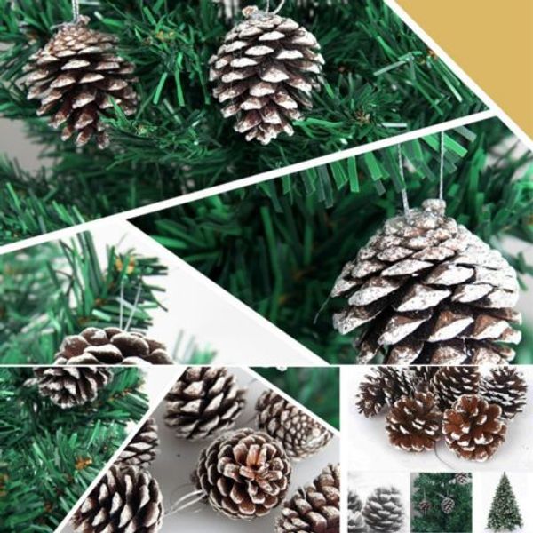 

festive home deocr 9pcs christmas pine cones baubles santa claus xmas tree party decor ornament new silvercream
