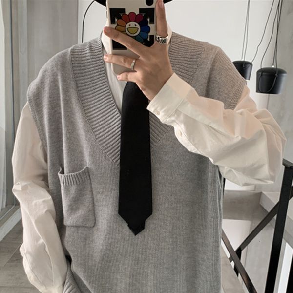 

men's sweater 2019 autumn and winter new couple vest sleeveless sweater student couple youth personality trend men's clothing, White;black