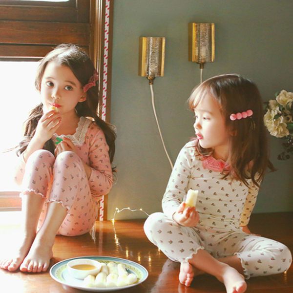 

2018 childrens home clothes suit cotton girls autumn clothes long pants boys warm clothes baby pajamas suit