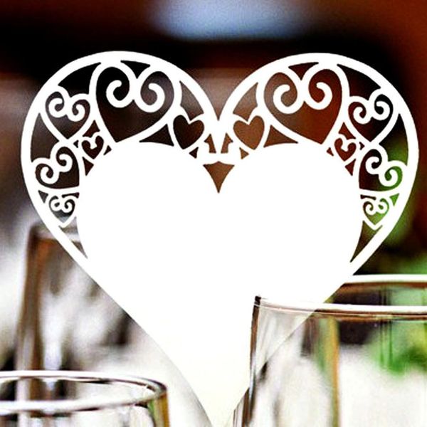 

50pcs hollow out heart shape card wedding table name paper party decoration