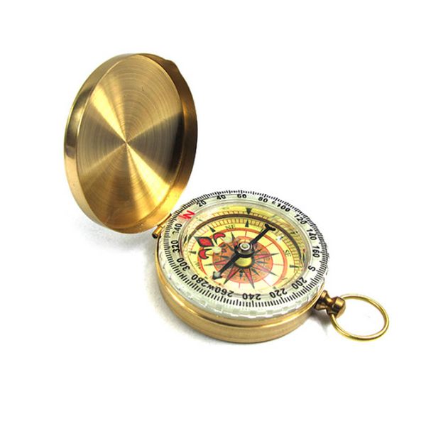 

car compass copper case mini compass pure copper clamshell with luminous pocket watch
