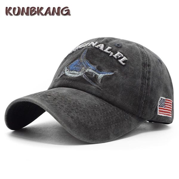 

new fashion baseball cap men washed denim dad hat women shark embroidery letter casquette cotton usa flag snapback hip hop cap dkrtu, Black;white