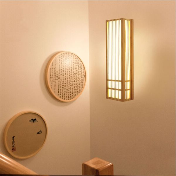 

natural bamboo wall sconce wood wall lamp japan style lighting living room restaurant cafe bedroom l hall izakaya light