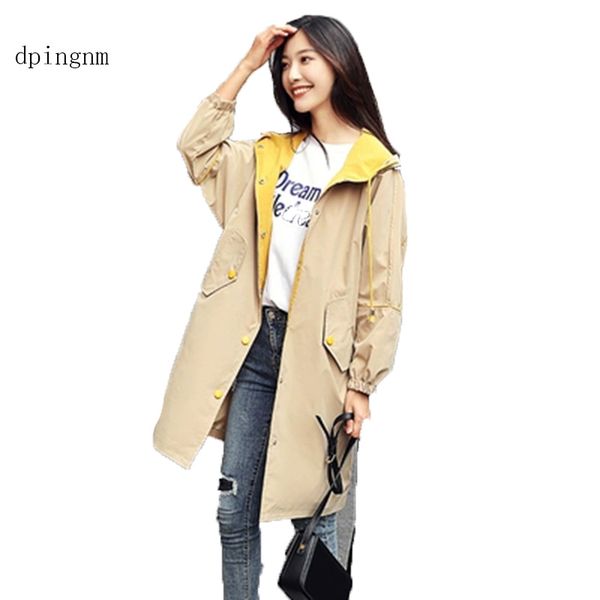 

s-2xl new female windbreaker outerwear 2019 new spring autumn female plus size casual jacket fashion coat women clothes, Tan;black