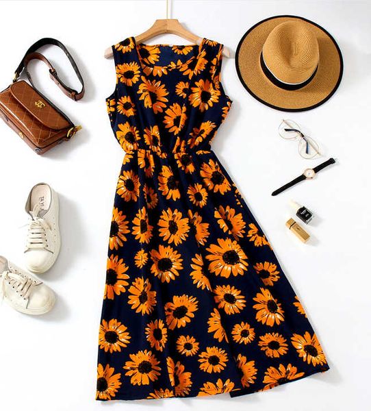 

2020 women's designer brand dress 2020 new fashion summer leisure chiffon sleeveless dress, Black;gray