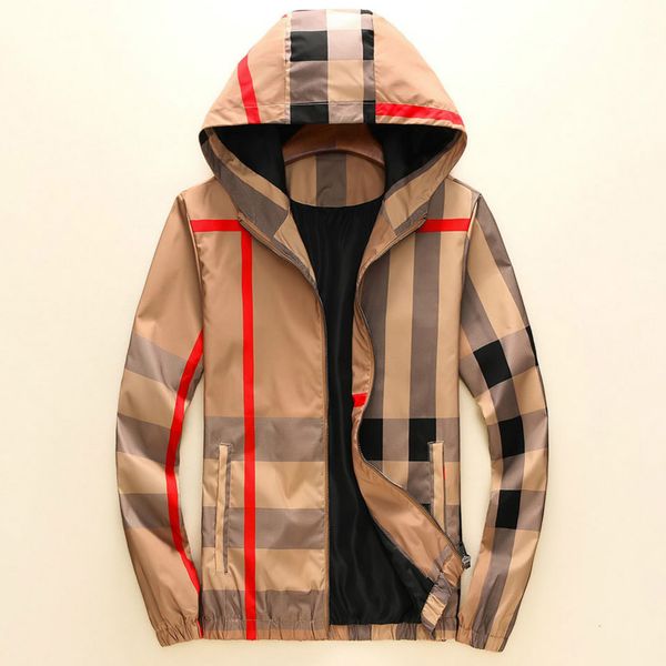 

мужчины моды с капюшоном jacekts 2019 осень luxury casual coat плед печати тонкий с длинным рукавом мужские дизайнерские куртки марка одежды, Black;brown